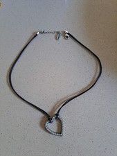 Hultquist Crystal Heart Necklace Pendant On Leather Cord Danish Cool Gift Box