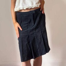 Linea Emme Mini Skirt - 28W UK 8 Navy Cotton