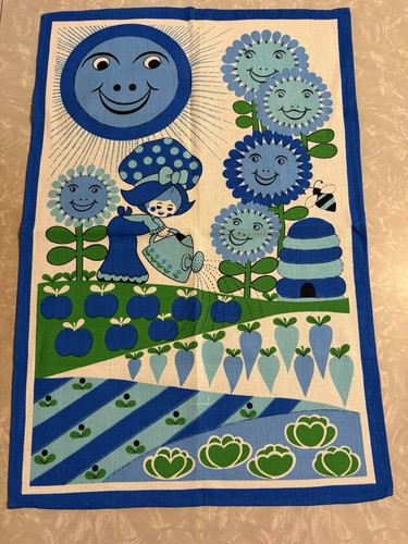 60s vintage tea towel cotton - 60s,