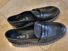 Schuh Black Leather Chunky Heel Loafer Size 36 EU 3.5 uk