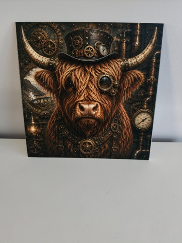 Steampunk highland cow canvas - highland,