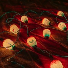 Vintage Japanese painted figural lantern Christmas light bulbs (set of 16)