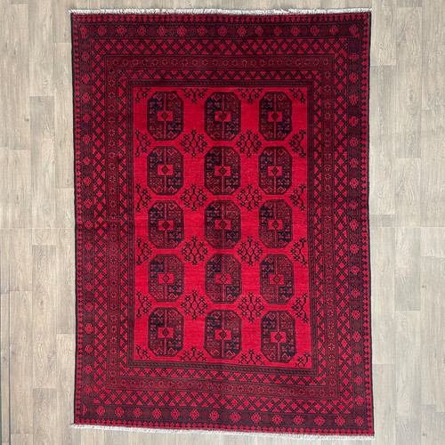 Red afghan aqcha - red, 290x203cm