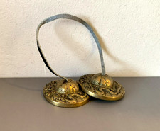 Pair of vintage Tibetan cymbals, Tingsha Bells, Buddhism, copper or brass
