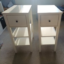 IKEA Hemnes White Bedside Table with Drawer (Matching Pair, Set of 2 tables)