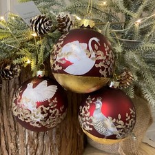 Burgundy Gold Bird Dove Swan