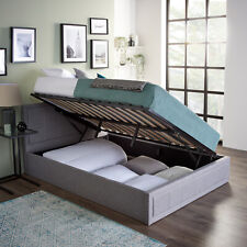 Side Lift Ottoman Bed With Storage Bed Frame Single Double 4FT King & Mattress