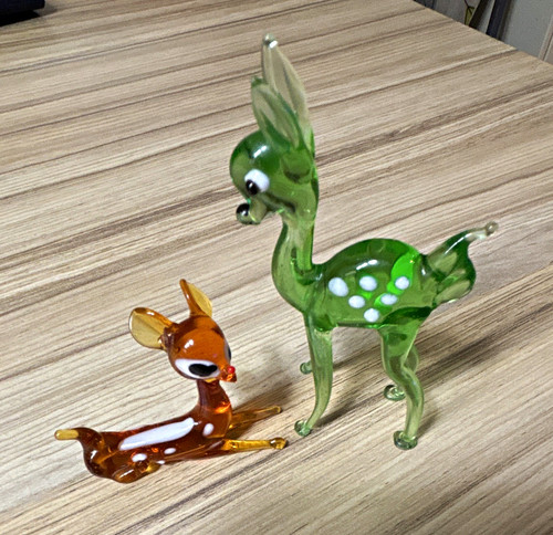 Glass crystal deer figurine - deer,