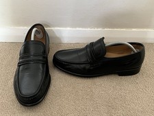 Men's LOAKE Rome Black Genuine Leather Loafers UK Size 8 - VGC