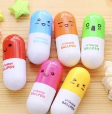 6x Novelty Mini Ball Pill Pens