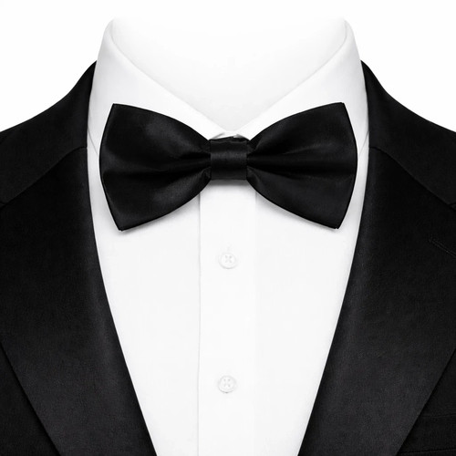 Black bow tie adjustable satin - black,