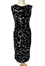 Phase Eight Black & White Ruched Midi Dress UK 12 · Christmas Party Occasionwear