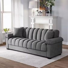 Stylish Grey 3 Seater Velvet
