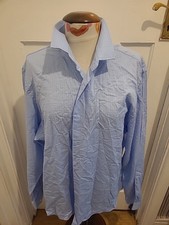 Mens Primark Size 18.5" Regular Fit Blue White Check Shirt Long Sleeved