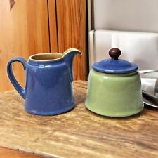 Denby Juice Creamer And Sugar Bowl Juice Apple Berry Blue Stoneware England