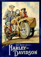Harley Davidson and Sidecar | Vintage Poster | A1, A2, A3