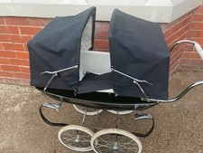 silver cross twin pram navy blue