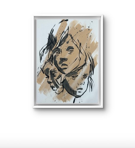 Original abstract three girl - original,