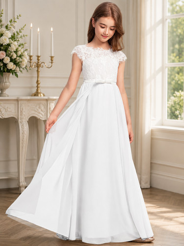 Girls ivory formal dress - dress, lace