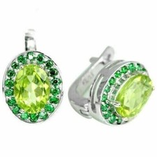 Silver Earrings Peridot Chrome