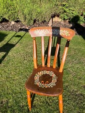 Old vintage folk art painted wooden country chair
