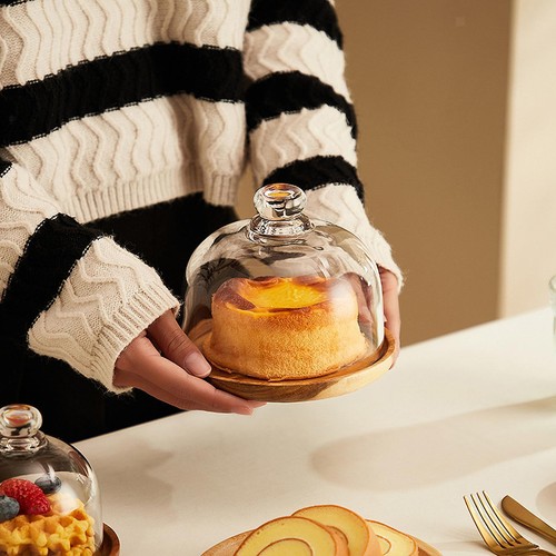 Cake stand with glass dome - glass,