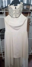 Cream Miss Selfridge Dress Size 8 Beaded Detail To Neckline NWOT Ideal For Xmas 