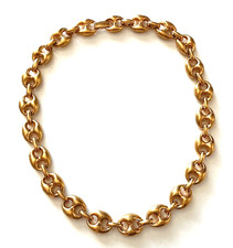 Gold Plated 43cm Long Gucci Style Chunky Vintage Necklace 1990s
