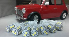 Austin Mini Smiths Dash 2 3 Clock Gauge LED Complete 9 Bulb Set Kit White T10