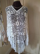 Ivory, boho crochet poncho