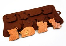 8 cell Grumpy Moody Cats Kittens Chocolate Candy Silicone Bakeware Mould Cake 
