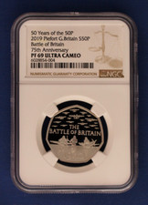 2019 Silver Piedfort Proof 50p coin "Battle of Britain" NGC PF69 Ultra Cameo