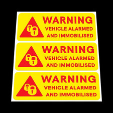 3x WARNING VEHICLE ALARMED AND