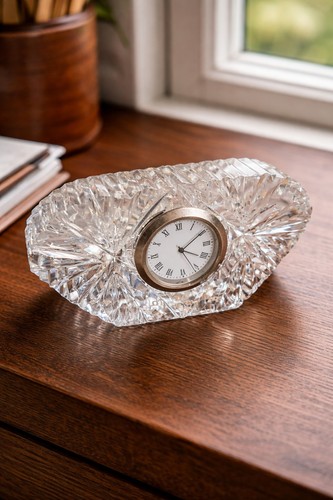 Vintage cut glass desk clock - vintage,