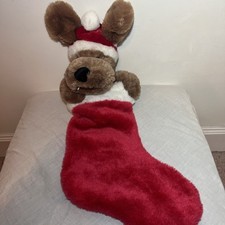 Singing Moving Christmas Stocking Dog Plush Battery Operated 25”