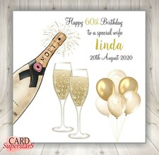 Large 8" Personalised Birthday Card Wife Daughter Sister Friend 40th 50th 60th