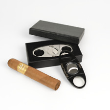 Personalised Cigar Cutter with Gift Box, Laser Engraved, Black and Silver Colour