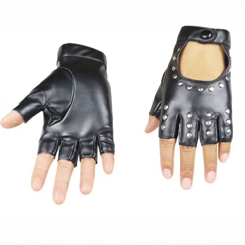 Men fingerless glove faux - glove,