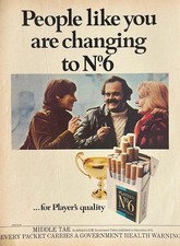 PLAYERS No.6 CIGARETTES - ORIGINAL 1975 COLOUR ADVERTISEMENT 27cm x 20cm