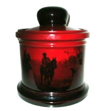 VERY RARE ROYAL DOULTON ANTIQUE FLAMBE TOBACCO JAR/HUMIDOR - HUNTING SCENES
