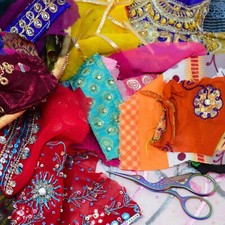 Indian Fabric Elements Boho Scraps 100 Pieces | Textile Arts Crafts Bumper Pack