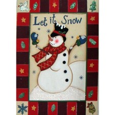 Charming Folk Art Snowman Painting on Stretched Canvas, Let It Snow, Sparkles