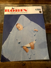 Robin Baby's Layette Dress Coat Bonnet Shawl Knitting Pattern 4 Ply 1732