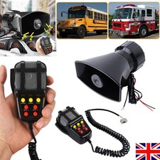 100W 12V 7 Tone Sound Car Alarm Siren Horn Megaphone w/ Mic PA Speaker System UK