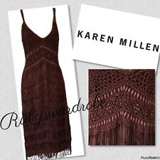 Karen Millen Vintage 20s Art Deco Crochet Flapper Tassel Boho Party Dress UK 10