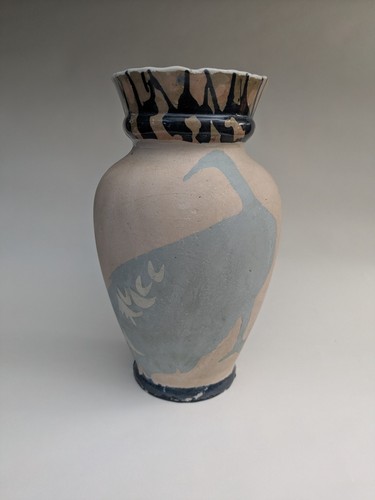 Vtg pottery blue natural - blue, &