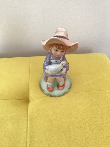 Girl with goose ceramic - goose,