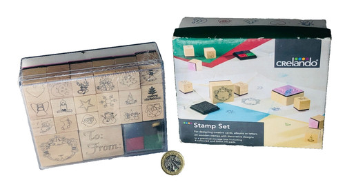 Wooden ink stamp set xmas - wooden,