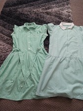 Girls Green Gingham School