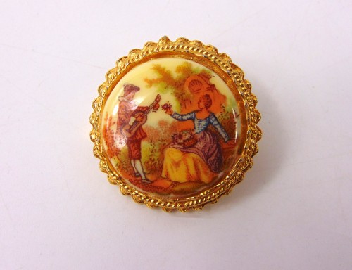 Vintage limoges lovers brooch - vintage,